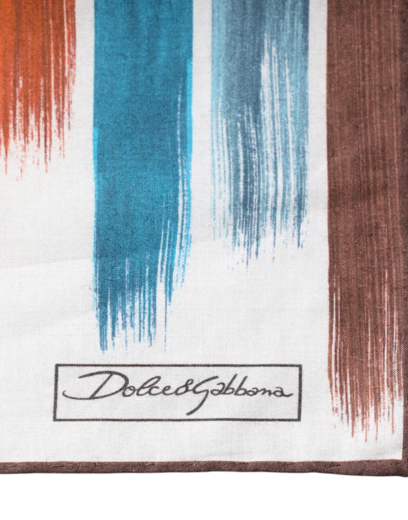 Dolce & Gabbana Multicolor Stripes Cotton Square Foulard Scarf - Beyzy Store - Dolce & Gabbana