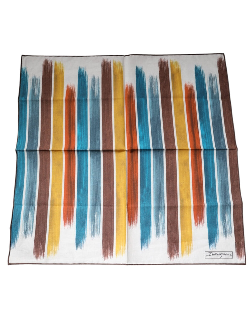 Dolce & Gabbana Multicolor Stripes Cotton Square Foulard Scarf - Beyzy Store - Dolce & Gabbana