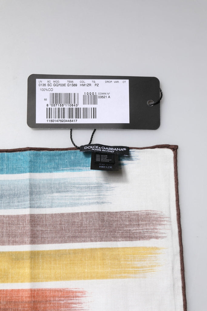 Dolce & Gabbana Multicolor Stripes Cotton Square Foulard Scarf - Beyzy Store - Dolce & Gabbana