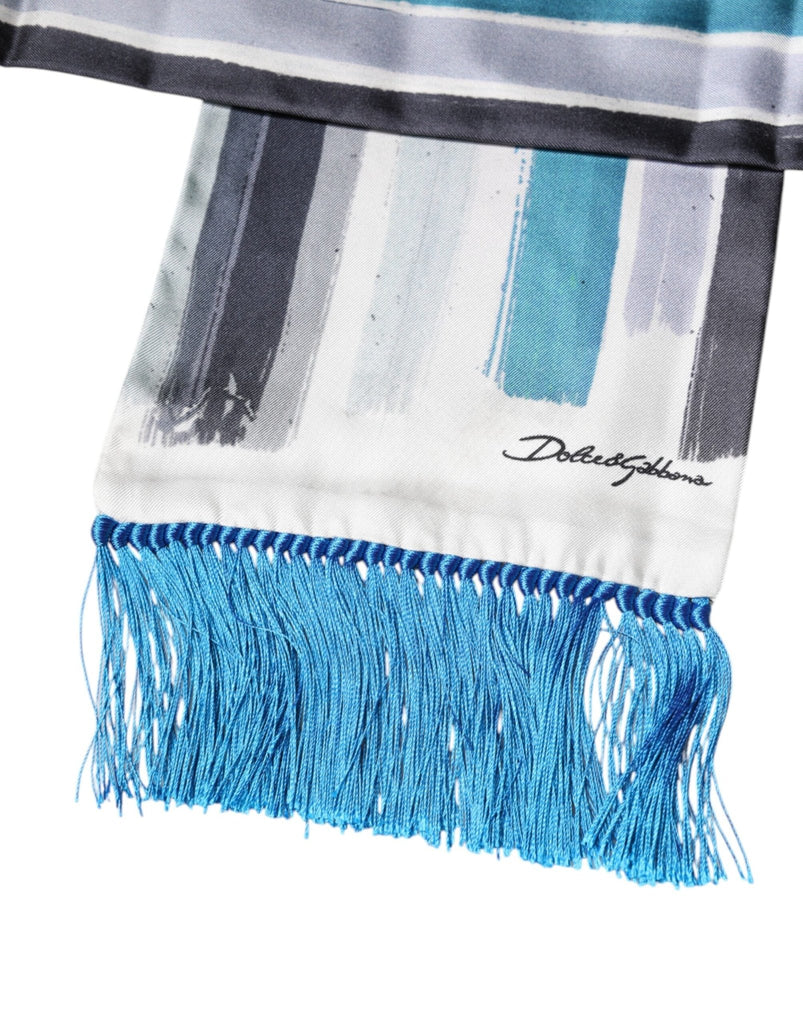 Dolce & Gabbana Multicolor Stripes Silk Fringes Neck Foulard Scarf - Beyzy Store - Dolce & Gabbana