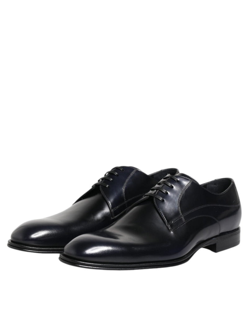 Dolce & Gabbana Navy Blue Leather Lace Up Derby Formal Shoes - Beyzy Store - Dolce & Gabbana