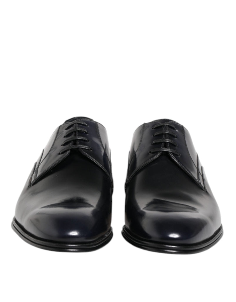Dolce & Gabbana Navy Blue Leather Lace Up Derby Formal Shoes - Beyzy Store - Dolce & Gabbana