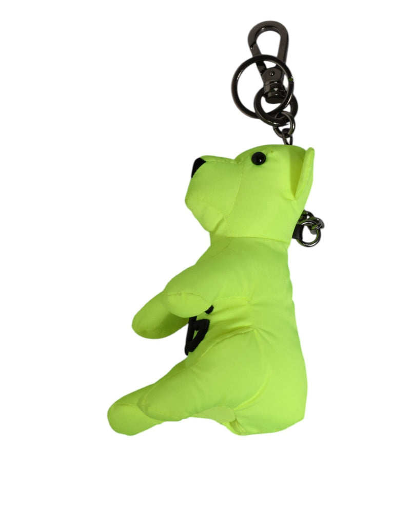Dolce & Gabbana Neon Green Bear Embroidered Logo Men Keychain Clasp Keyring - Beyzy Store - Dolce & Gabbana