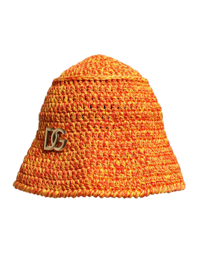 Dolce & Gabbana Orange Cotton Crochet DG Logo Bucket Hat - Beyzy Store - Dolce & Gabbana