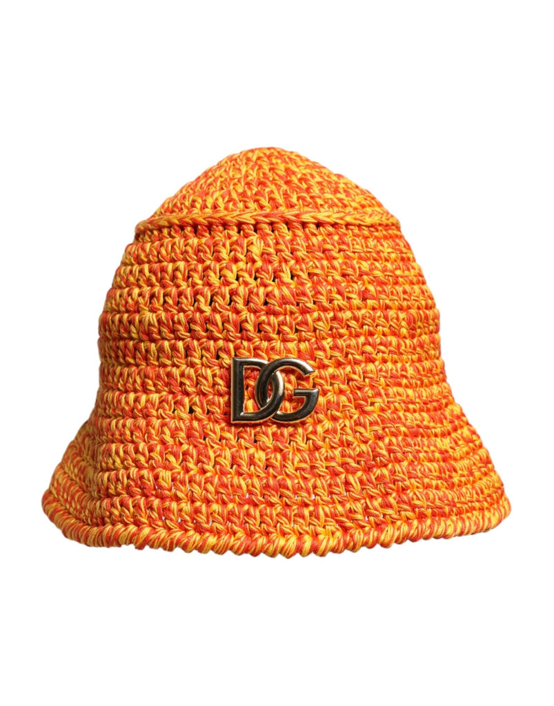 Dolce & Gabbana Orange Cotton Crochet DG Logo Bucket Hat - Beyzy Store - Dolce & Gabbana