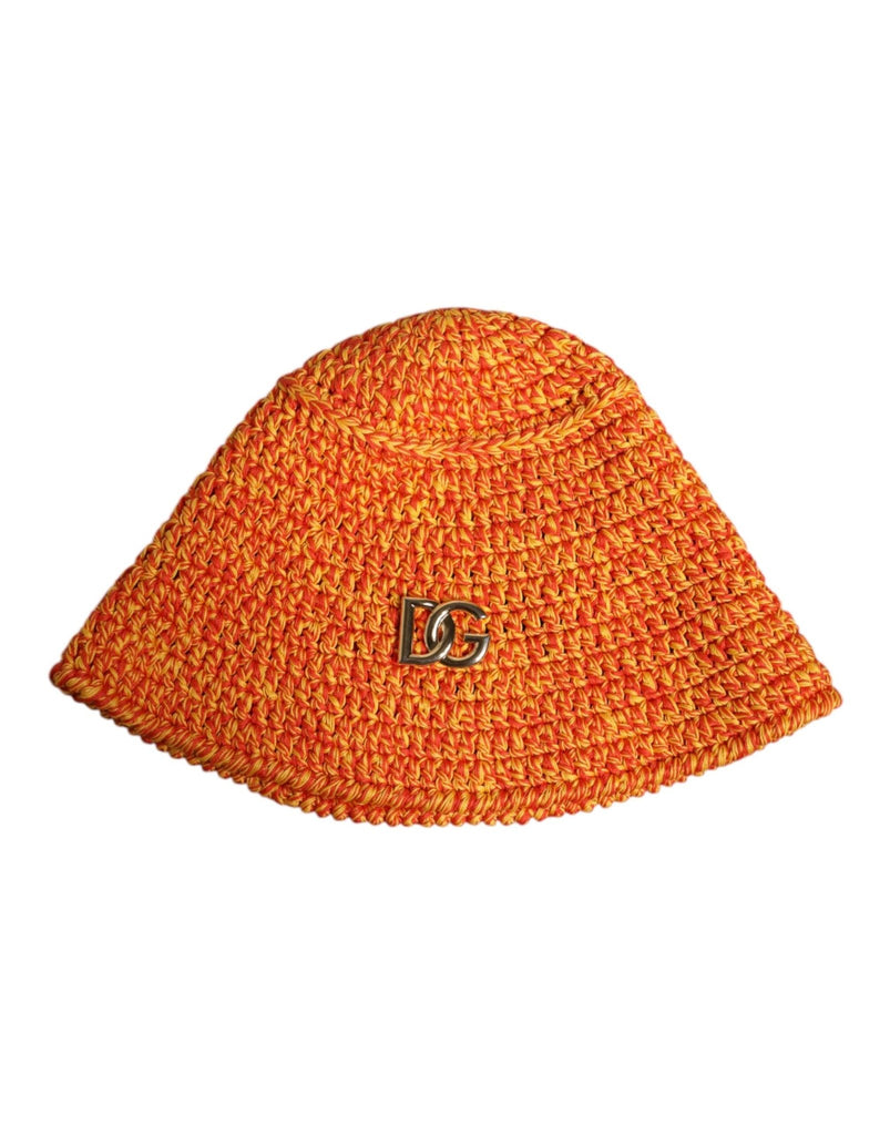 Dolce & Gabbana Orange Cotton Crochet DG Logo Bucket Hat - Beyzy Store - Dolce & Gabbana