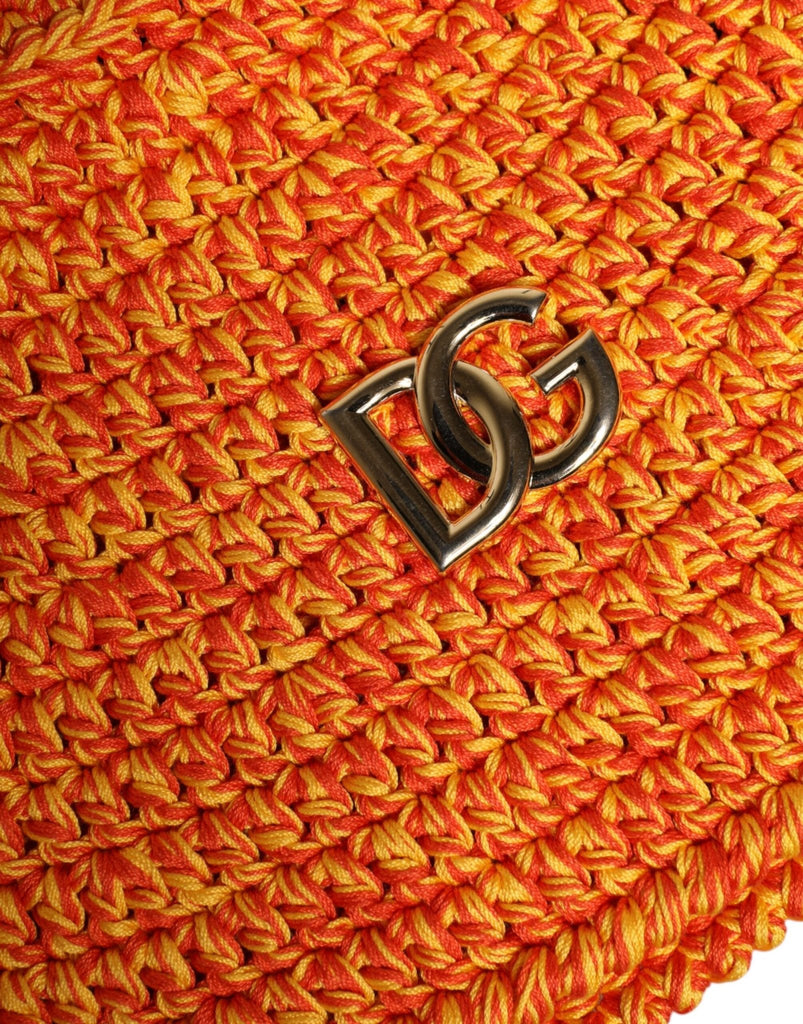 Dolce & Gabbana Orange Cotton Crochet DG Logo Bucket Hat - Beyzy Store - Dolce & Gabbana