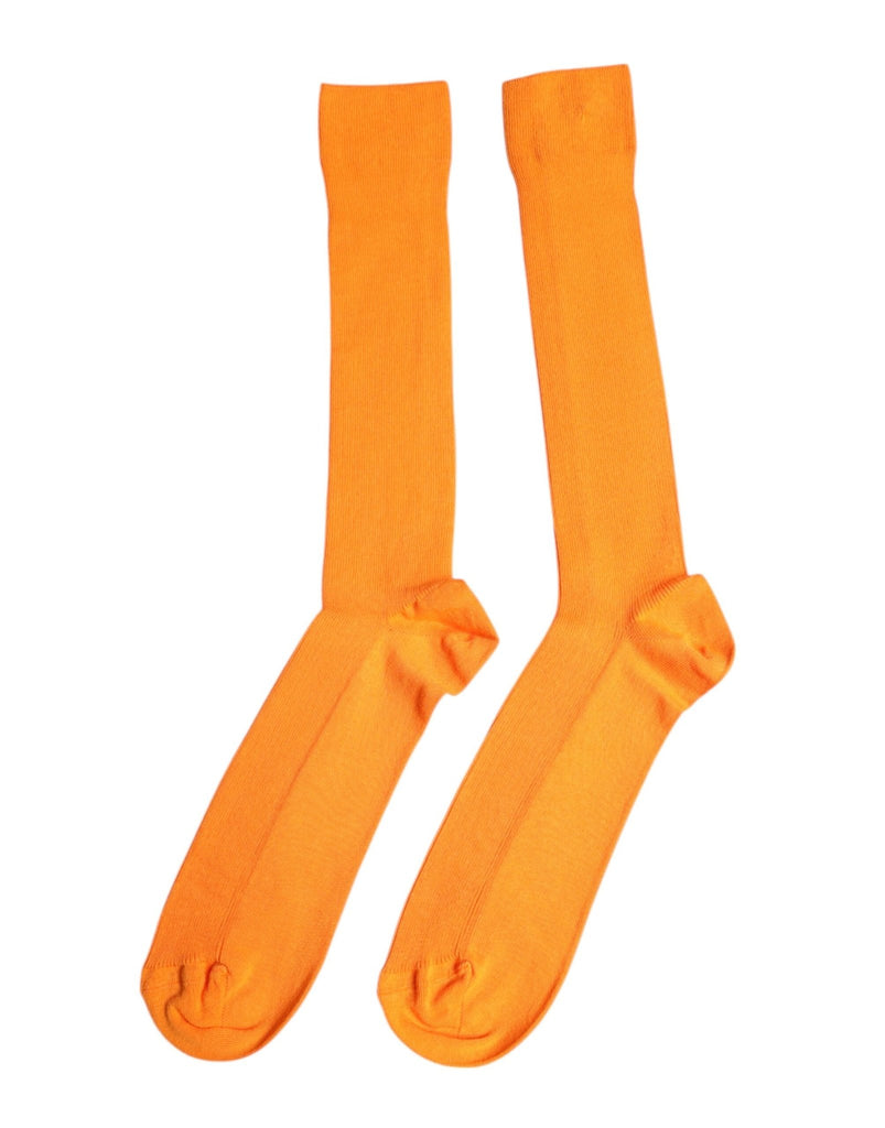 Dolce & Gabbana Orange Cotton Logo Over The Calf Socks - Beyzy Store - Dolce & Gabbana