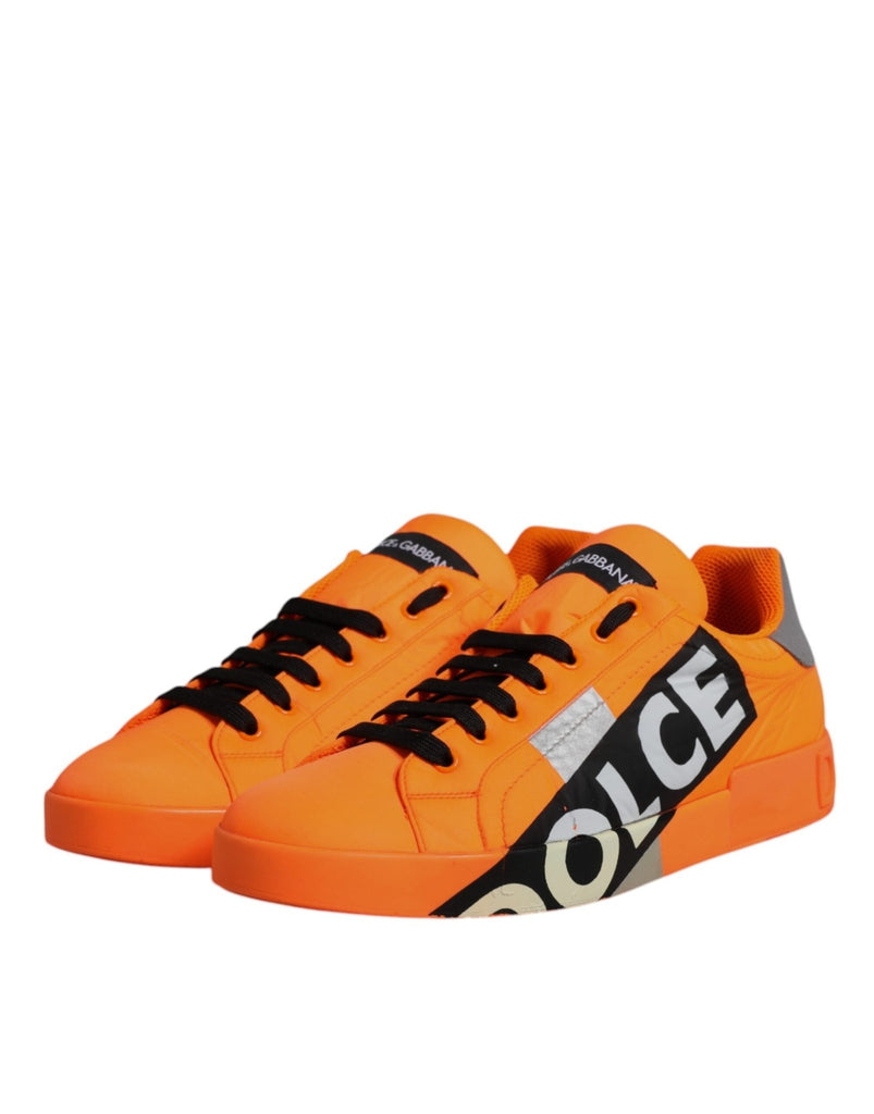 Dolce & Gabbana Orange Portofino Logo Tape Men Sneakers Shoes - Beyzy Store - Dolce & Gabbana
