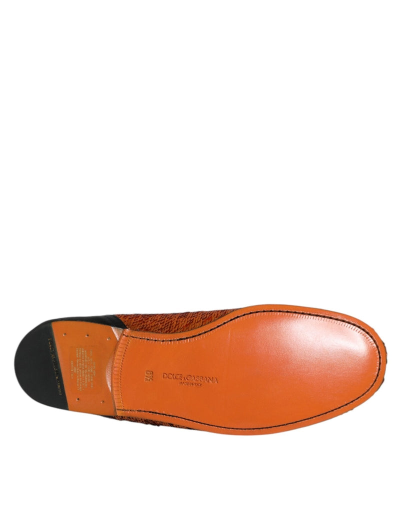 Dolce & Gabbana Orange Sequin Embellished Men Loafers Shoes - Beyzy Store - Dolce & Gabbana