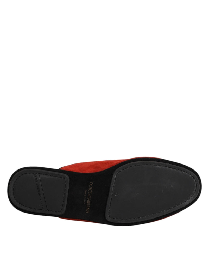 Dolce & Gabbana Orange Suede Slides Flat Slipper Shoes - Beyzy Store - Dolce & Gabbana
