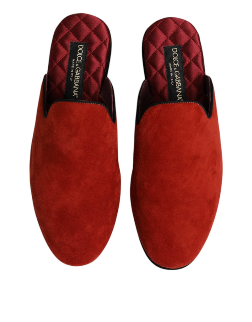 Dolce & Gabbana Orange Suede Slides Flat Slipper Shoes - Beyzy Store - Dolce & Gabbana