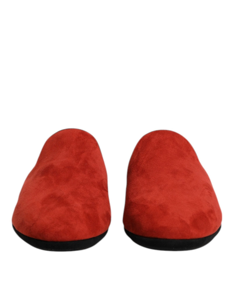 Dolce & Gabbana Orange Suede Slides Flat Slipper Shoes - Beyzy Store - Dolce & Gabbana