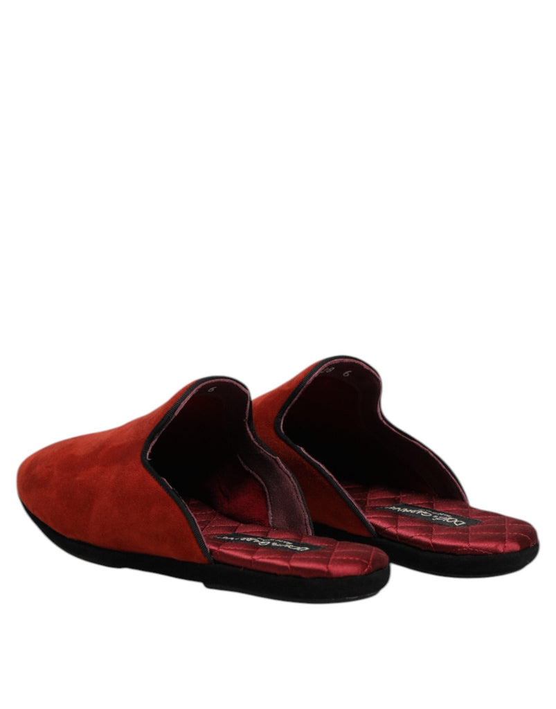 Dolce & Gabbana Orange Suede Slides Flat Slipper Shoes - Beyzy Store - Dolce & Gabbana