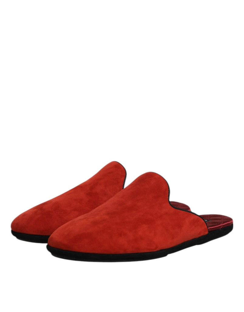 Dolce & Gabbana Orange Suede Slides Flat Slipper Shoes - Beyzy Store - Dolce & Gabbana