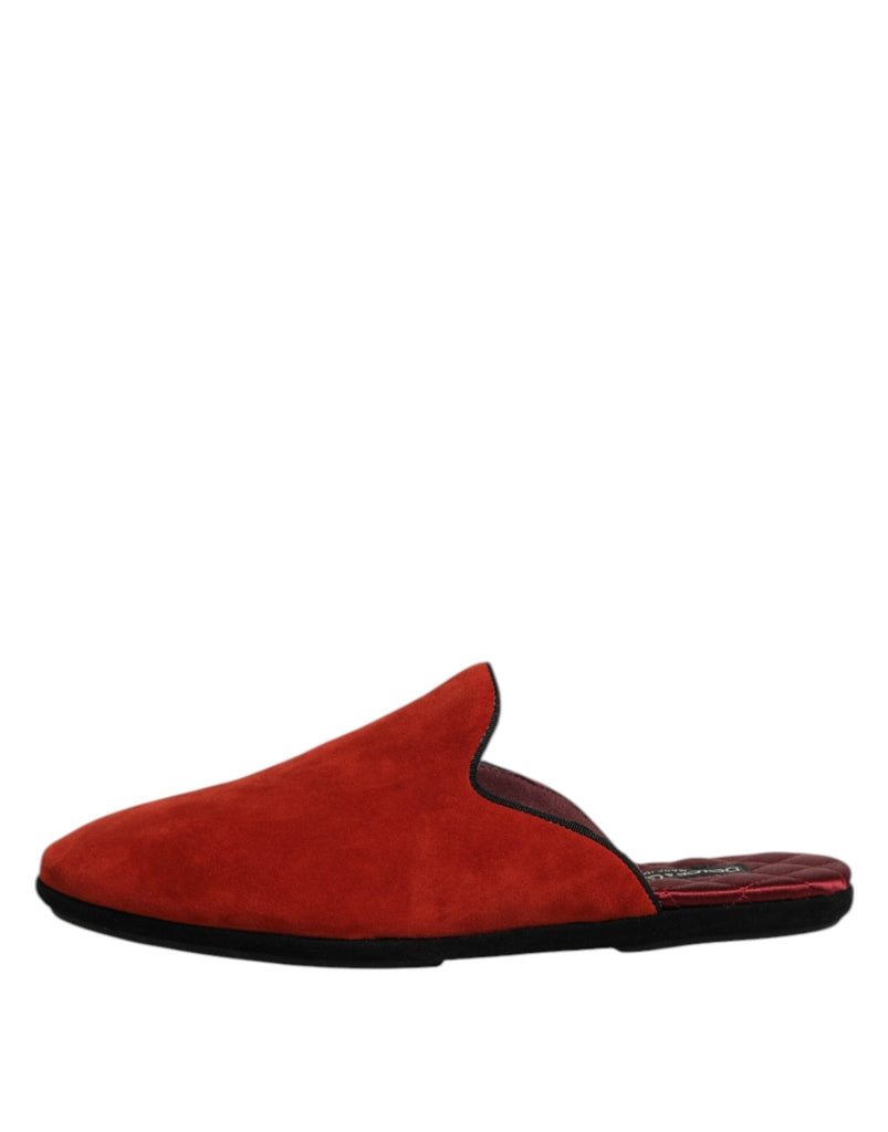 Dolce & Gabbana Orange Suede Slides Flat Slipper Shoes - Beyzy Store - Dolce & Gabbana