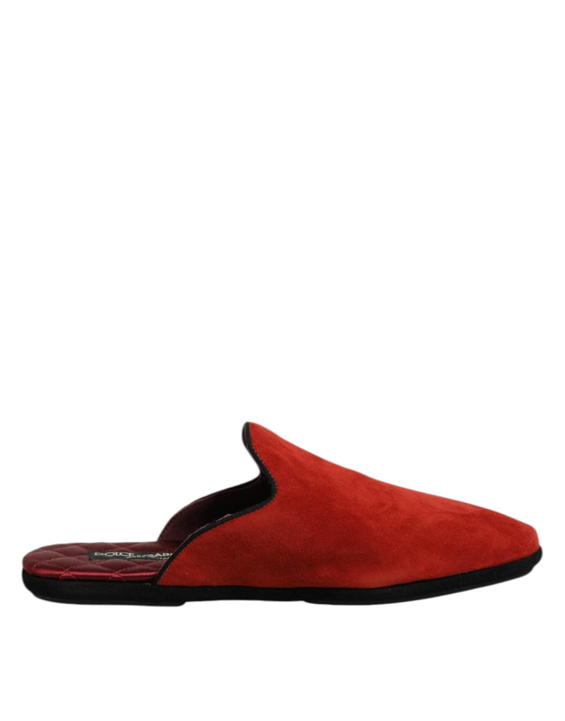 Dolce & Gabbana Orange Suede Slides Flat Slipper Shoes - Beyzy Store - Dolce & Gabbana