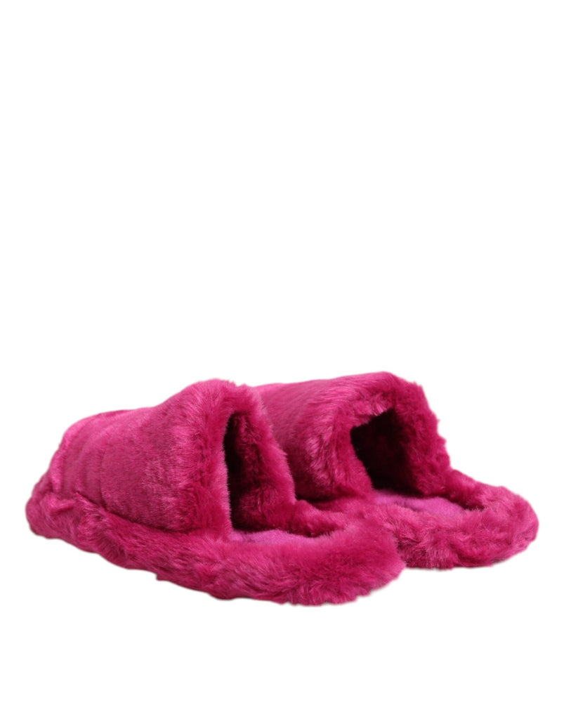 Dolce & Gabbana Pink Acrylic Faux Fur Mens Flats Sandals Shoes - Beyzy Store - Dolce & Gabbana