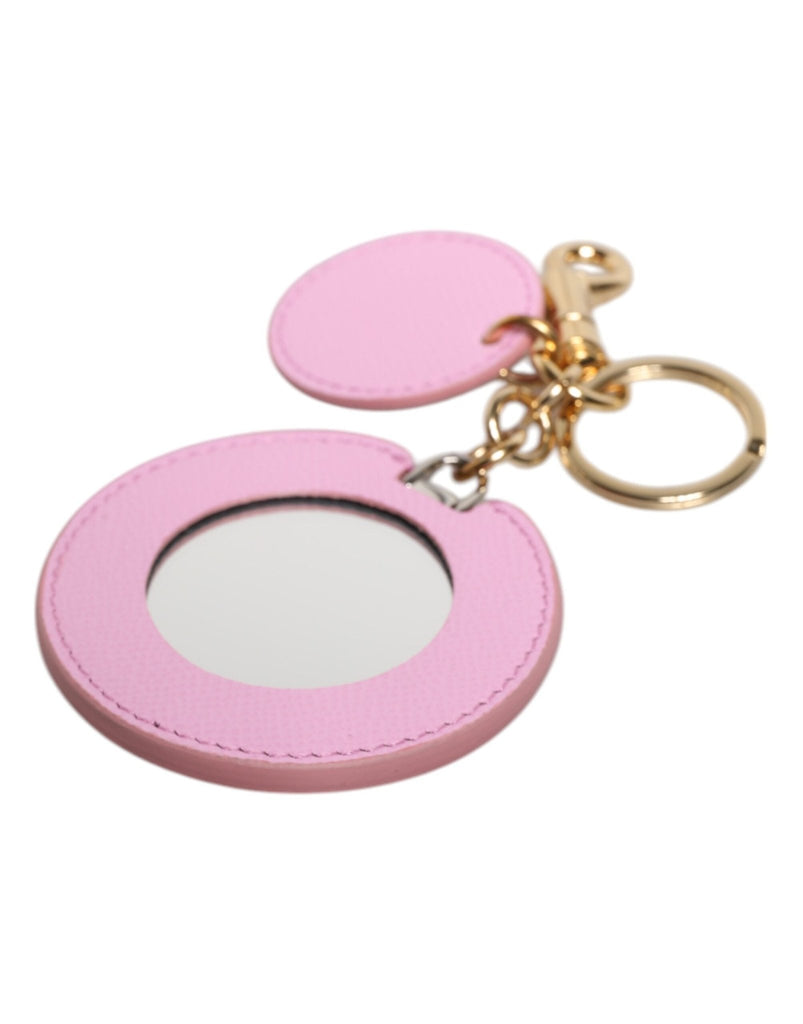Dolce & Gabbana Pink Calf Leather Gold Metal Logo Print Keyring Keychain - Beyzy Store - Dolce & Gabbana