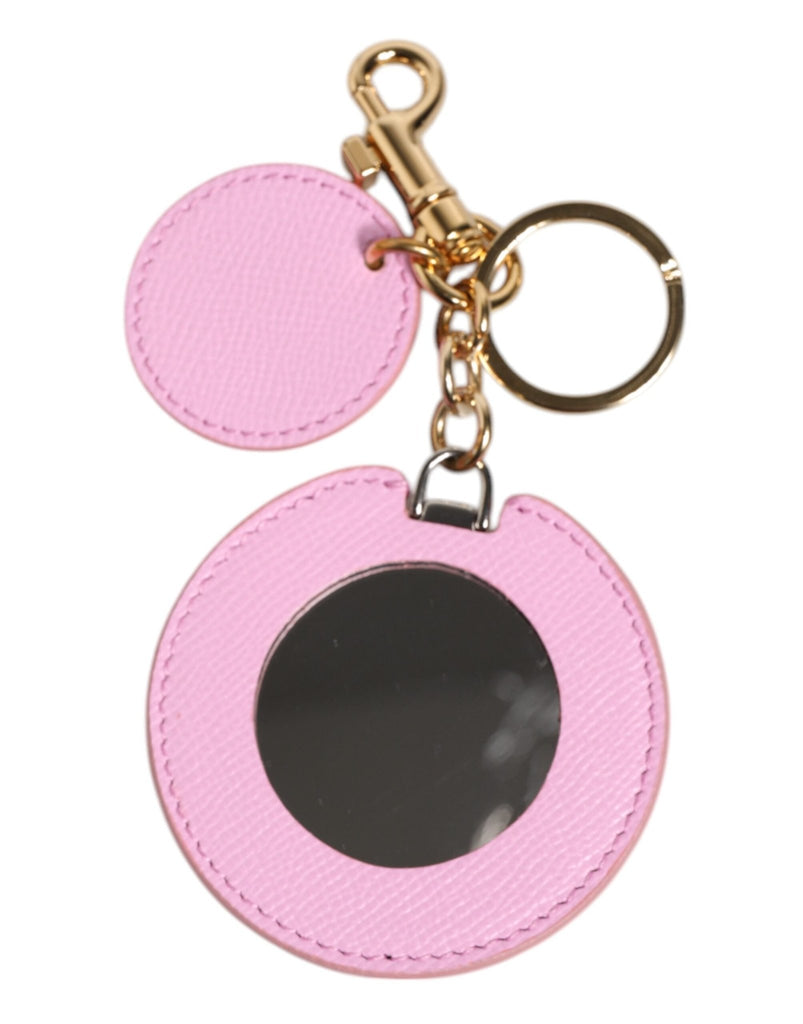 Dolce & Gabbana Pink Calf Leather Gold Metal Logo Print Keyring Keychain - Beyzy Store - Dolce & Gabbana