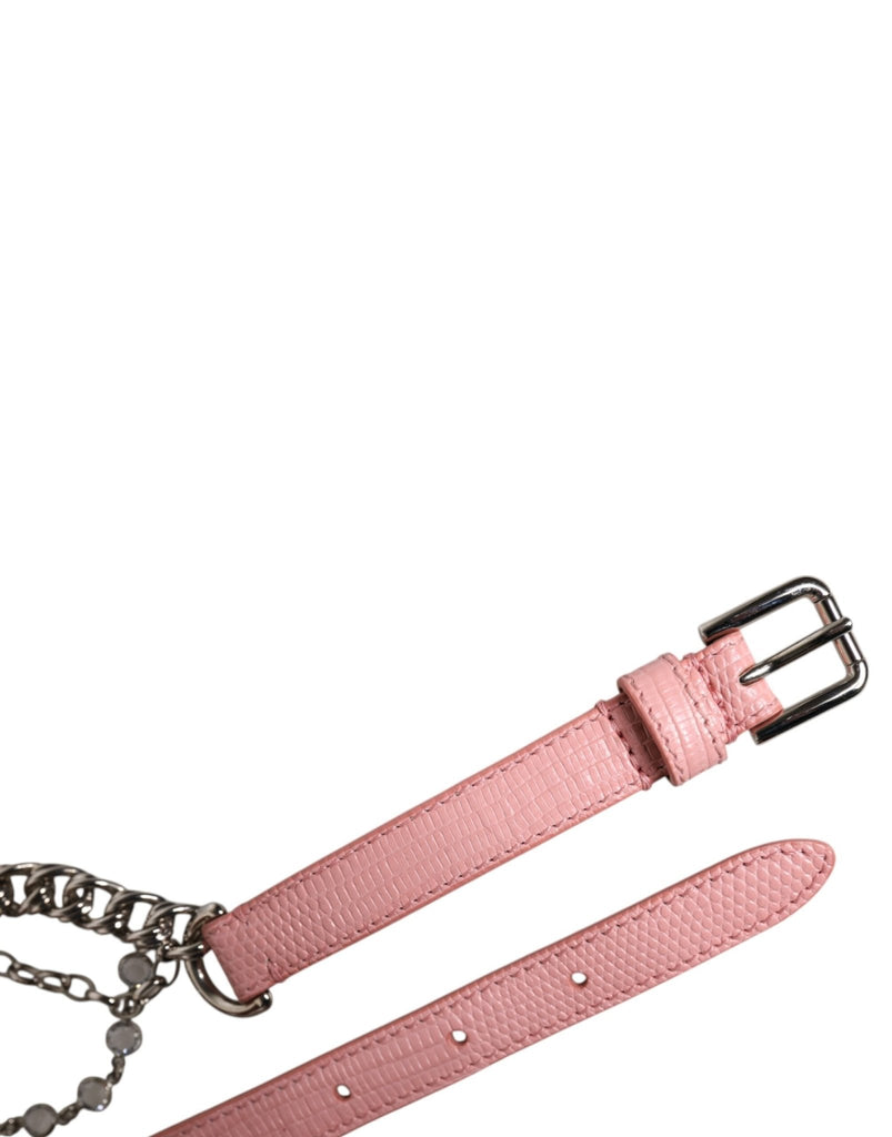 Dolce & Gabbana Pink Embelished Roses Textured Leather Belt - Beyzy Store - Dolce & Gabbana
