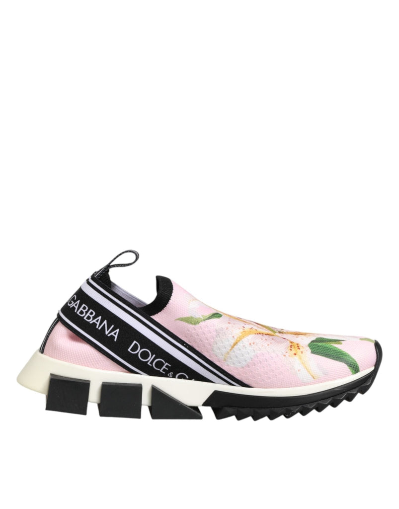 Dolce & Gabbana Pink Floral Sorrento Low Top Sneakers Shoes - Beyzy Store - Dolce & Gabbana