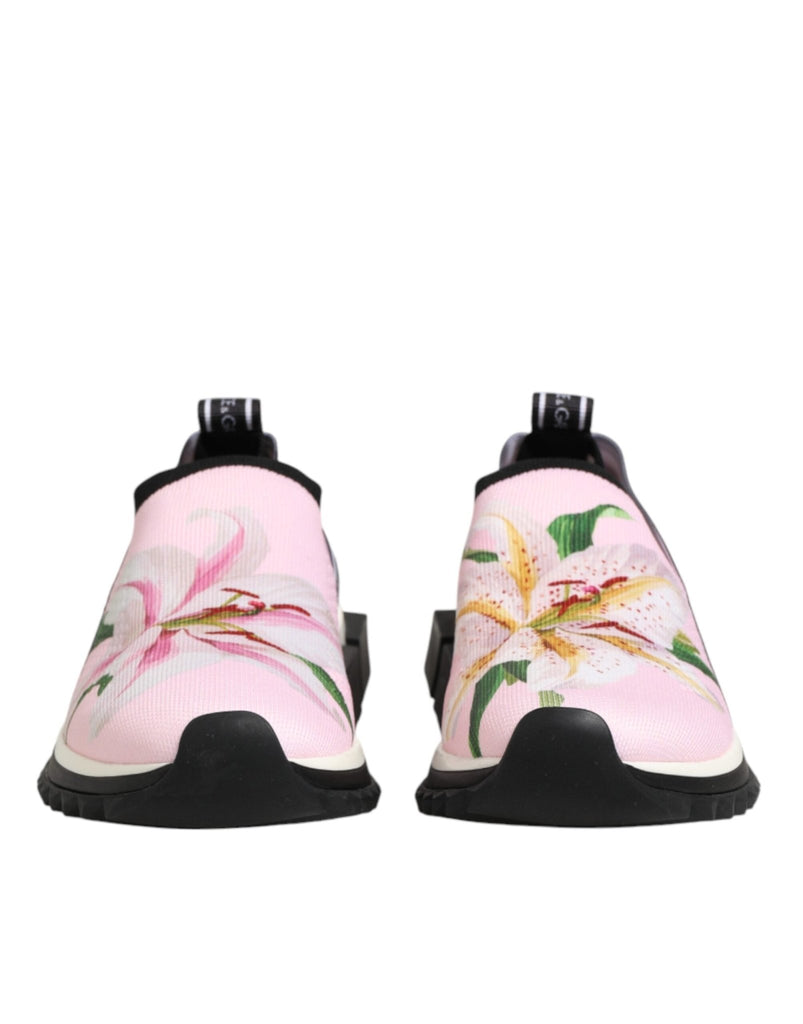 Dolce & Gabbana Pink Floral Sorrento Low Top Sneakers Shoes - Beyzy Store - Dolce & Gabbana