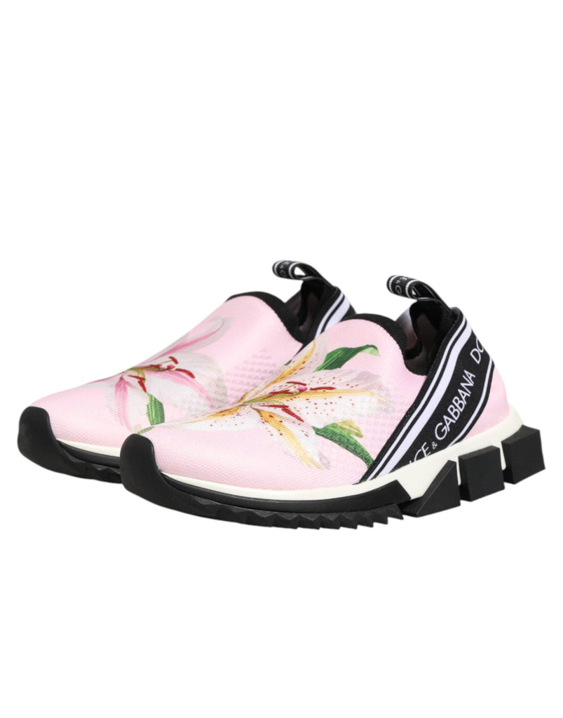 Dolce & Gabbana Pink Floral Sorrento Low Top Sneakers Shoes - Beyzy Store - Dolce & Gabbana