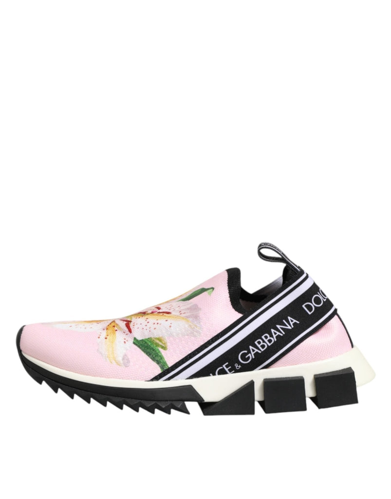 Dolce & Gabbana Pink Floral Sorrento Low Top Sneakers Shoes - Beyzy Store - Dolce & Gabbana
