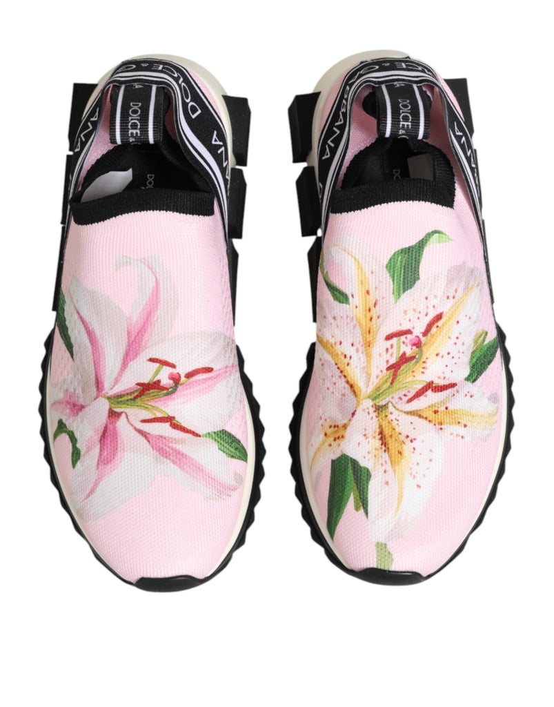 Dolce & Gabbana Pink Floral Sorrento Low Top Sneakers Shoes - Beyzy Store - Dolce & Gabbana