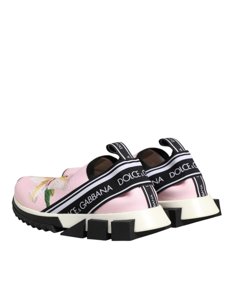 Dolce & Gabbana Pink Floral Sorrento Low Top Sneakers Shoes - Beyzy Store - Dolce & Gabbana