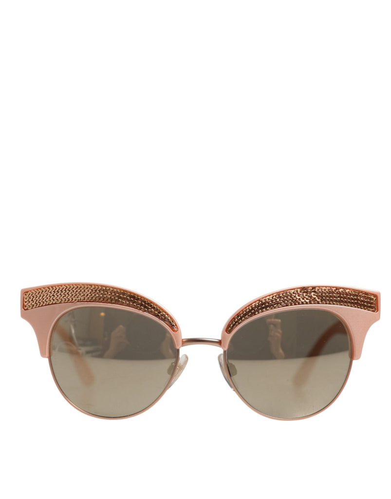 Dolce & Gabbana Pink Gold Mirrored Cat Eye DG6109 Sequined Sunglasses - Beyzy Store - Dolce & Gabbana