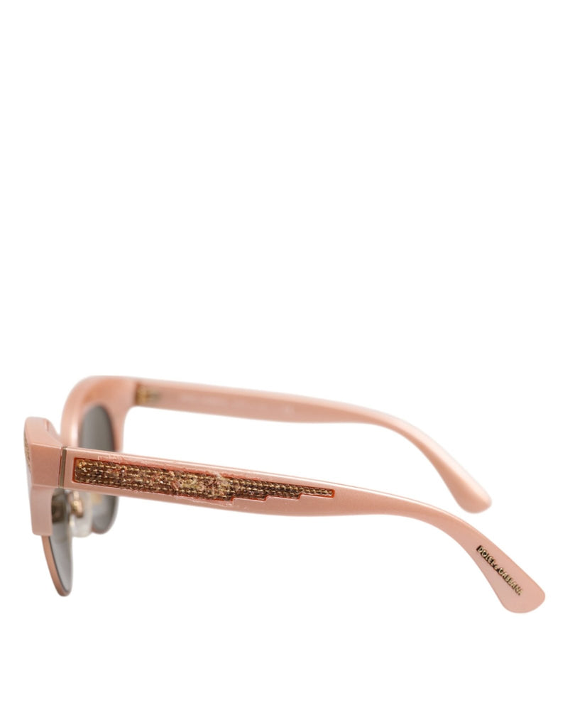 Dolce & Gabbana Pink Gold Mirrored Cat Eye DG6109 Sequined Sunglasses - Beyzy Store - Dolce & Gabbana