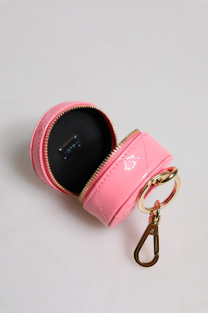 Dolce & Gabbana Pink Lamb Leather DG Crystal Round Coin Purse Wallet - Beyzy Store - Dolce & Gabbana