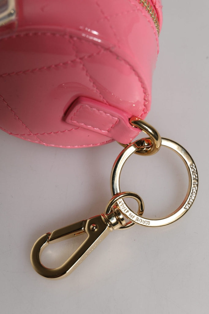 Dolce & Gabbana Pink Lamb Leather DG Crystal Round Coin Purse Wallet - Beyzy Store - Dolce & Gabbana