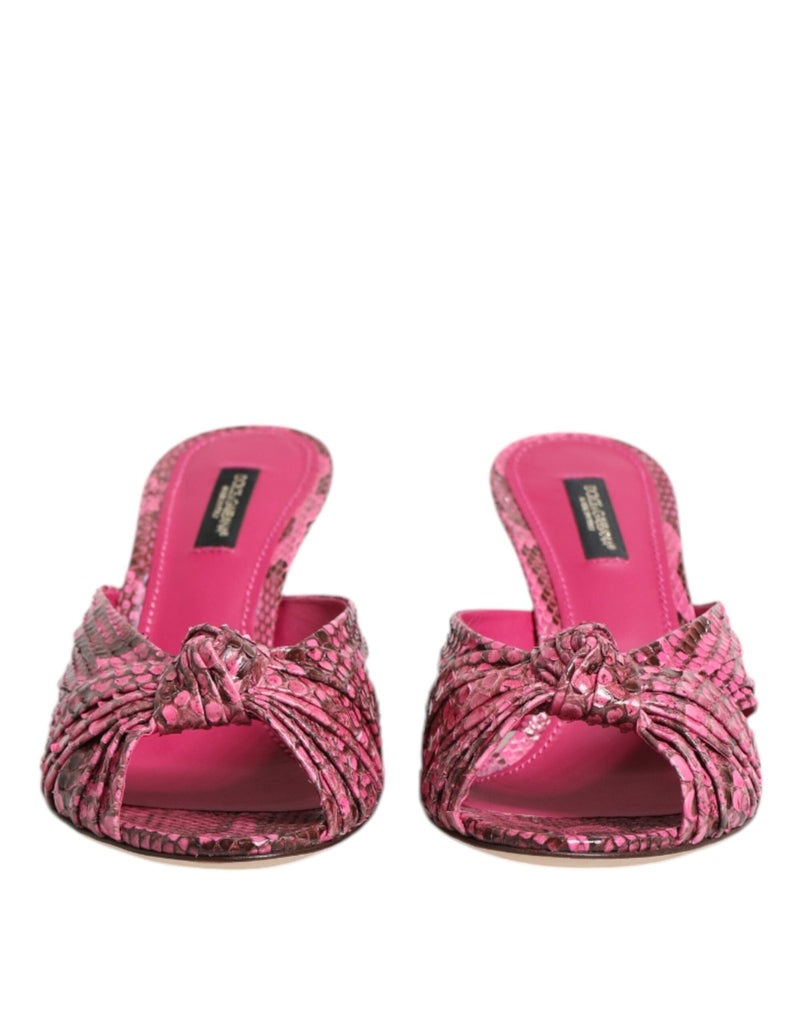 Dolce & Gabbana Pink Leather Heels Slides Sandals Shoes - Beyzy Store - Dolce & Gabbana