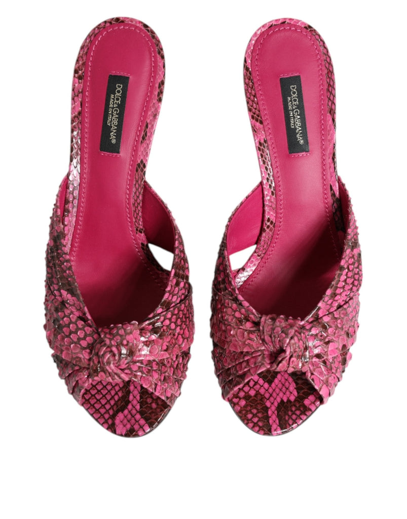 Dolce & Gabbana Pink Leather Heels Slides Sandals Shoes - Beyzy Store - Dolce & Gabbana