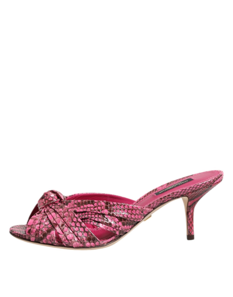 Dolce & Gabbana Pink Leather Heels Slides Sandals Shoes - Beyzy Store - Dolce & Gabbana