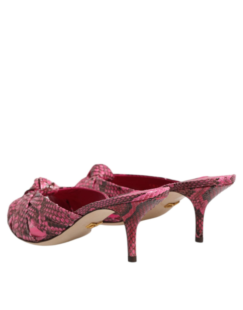Dolce & Gabbana Pink Leather Heels Slides Sandals Shoes - Beyzy Store - Dolce & Gabbana