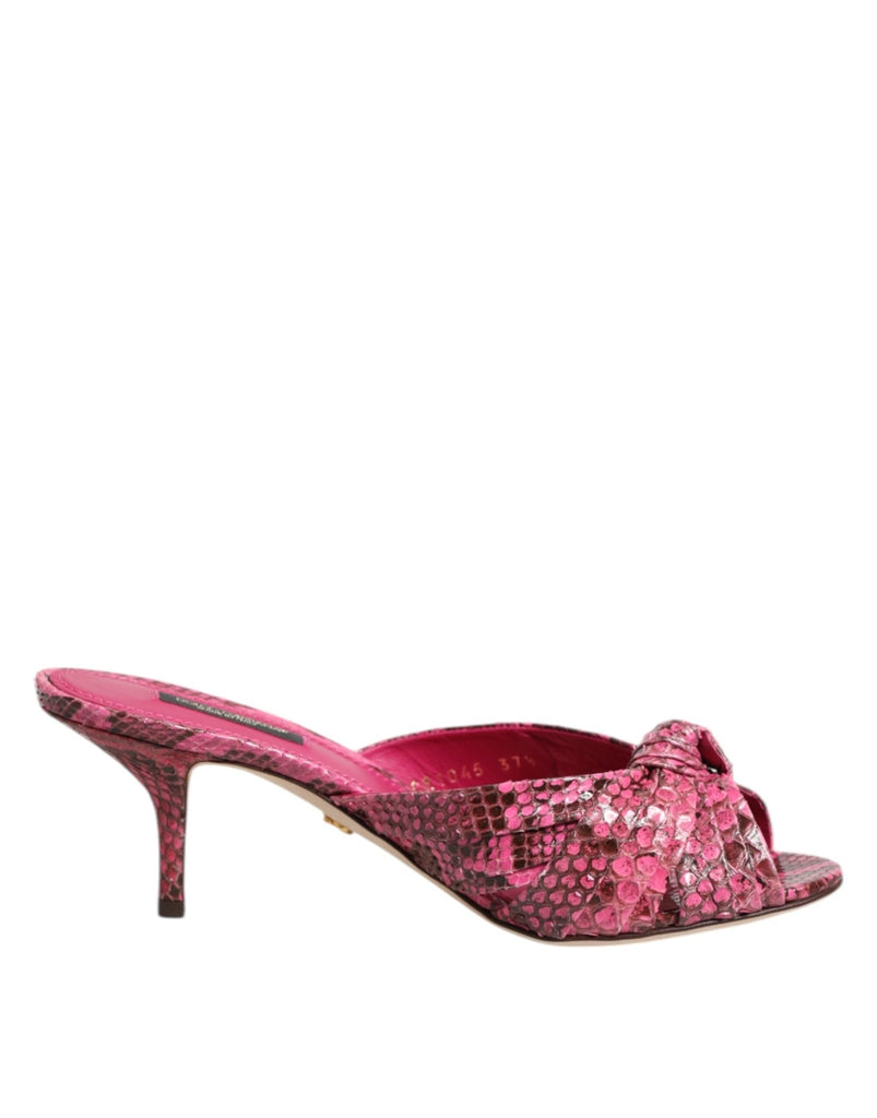 Dolce & Gabbana Pink Leather Heels Slides Sandals Shoes - Beyzy Store - Dolce & Gabbana