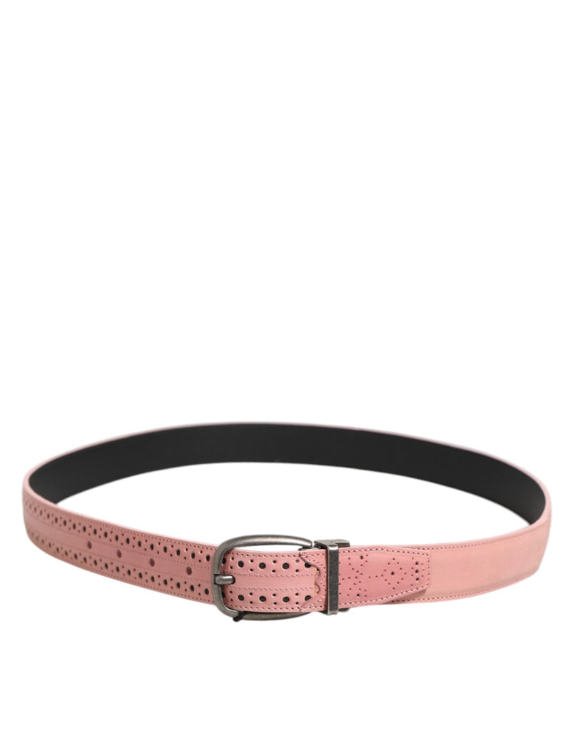 Dolce & Gabbana Pink Leather Perforated Detailing Buckle Belt - Beyzy Store - Dolce & Gabbana