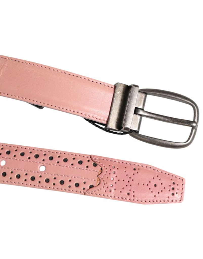 Dolce & Gabbana Pink Leather Perforated Detailing Buckle Belt - Beyzy Store - Dolce & Gabbana