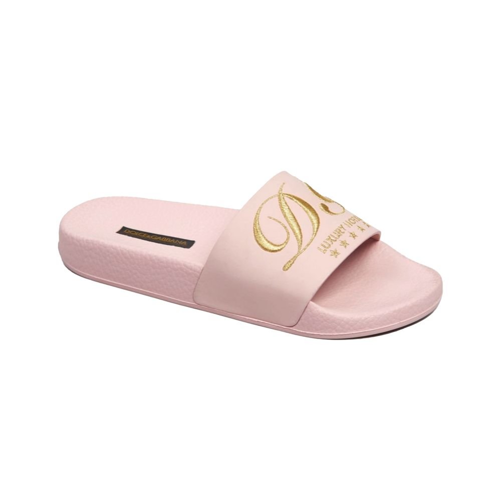 Dolce & Gabbana Pink Leather Slide - Beyzy Store - Dolce & Gabbana