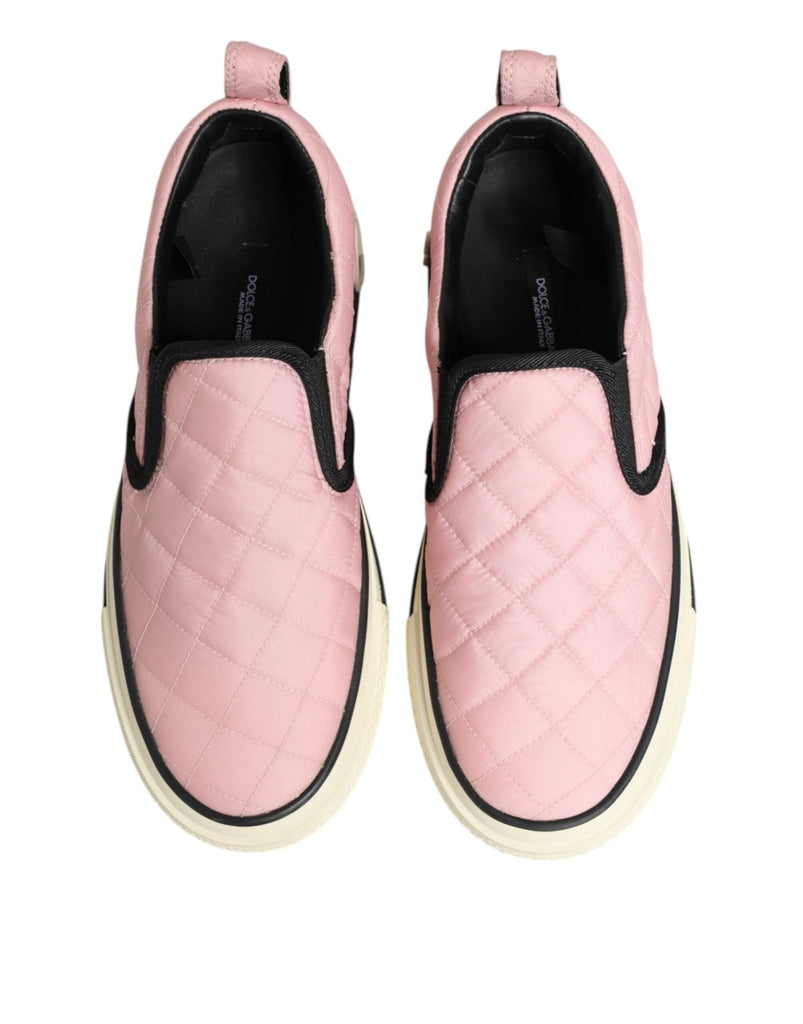 Dolce & Gabbana Pink Quilted Nylon Slip - On Sneaker Shoes - Beyzy Store - Dolce & Gabbana
