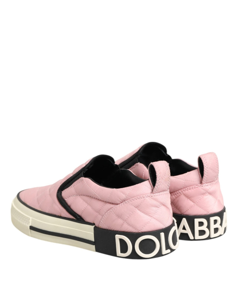 Dolce & Gabbana Pink Quilted Nylon Slip - On Sneaker Shoes - Beyzy Store - Dolce & Gabbana