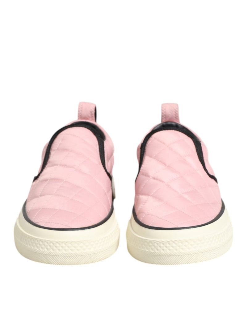 Dolce & Gabbana Pink Quilted Nylon Slip - On Sneaker Shoes - Beyzy Store - Dolce & Gabbana