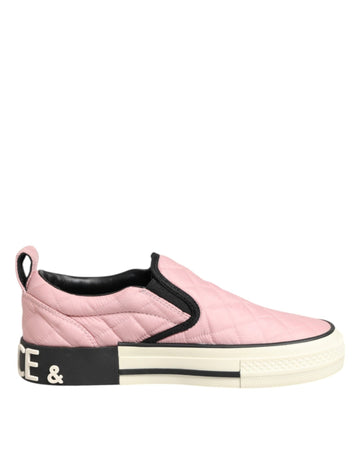 Dolce & Gabbana Pink Quilted Nylon Slip - On Sneaker Shoes - Beyzy Store - Dolce & Gabbana