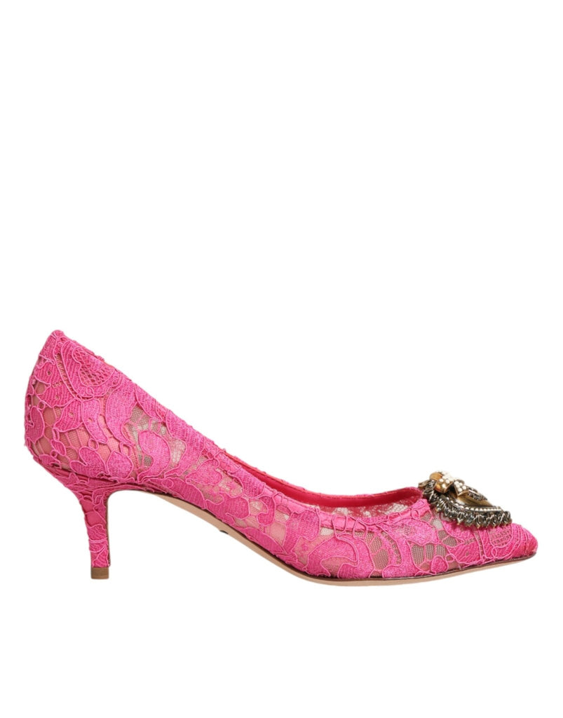 Dolce & Gabbana Pink Taormina Lace DEVOTION Pumps Shoes - Beyzy Store - Dolce & Gabbana