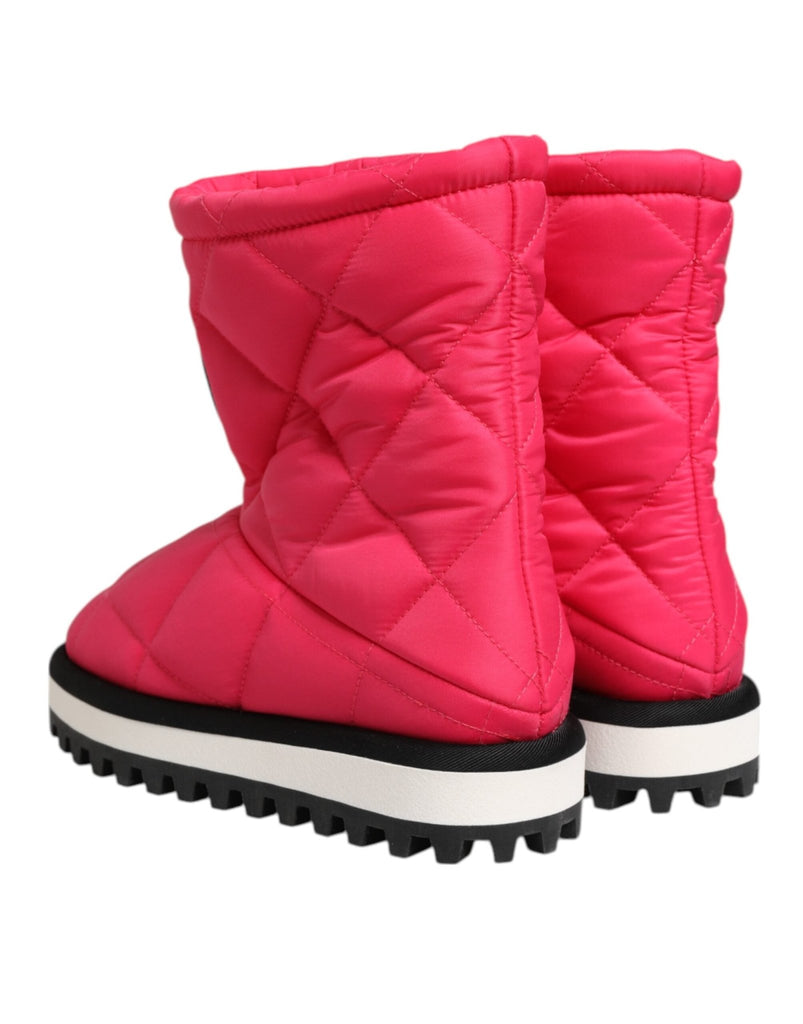 Dolce & Gabbana Pink White Viscose Padded Mid Calf Boots Shoes - Beyzy Store - Dolce & Gabbana