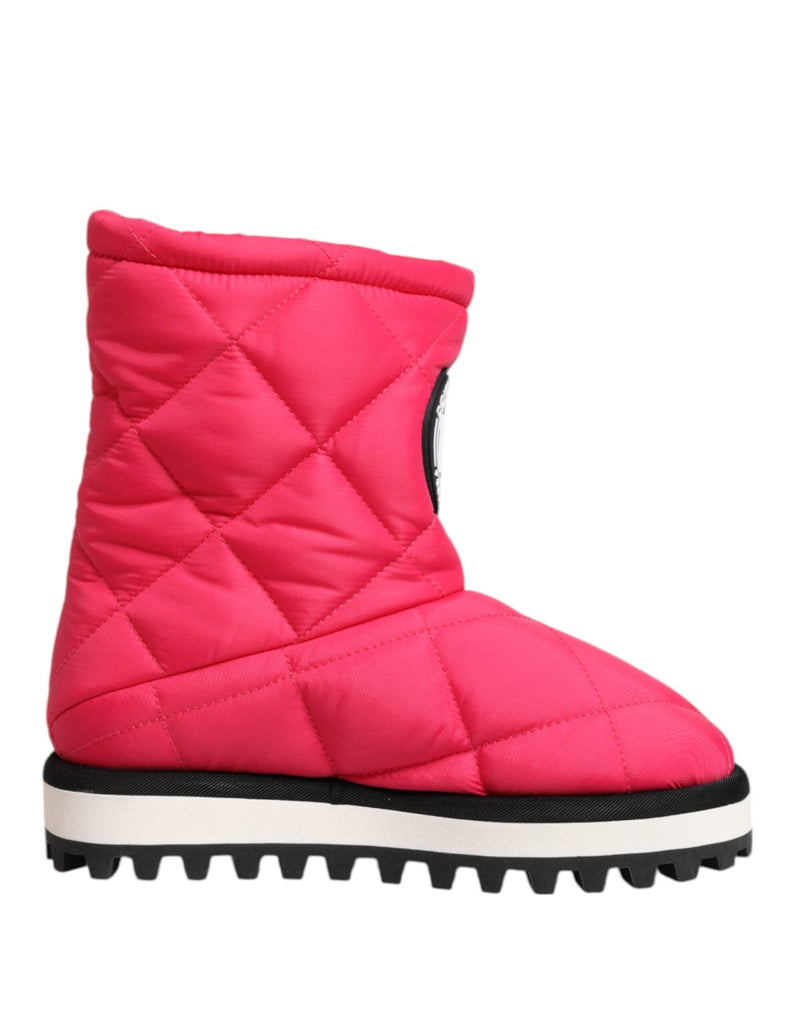 Dolce & Gabbana Pink White Viscose Padded Mid Calf Boots Shoes - Beyzy Store - Dolce & Gabbana